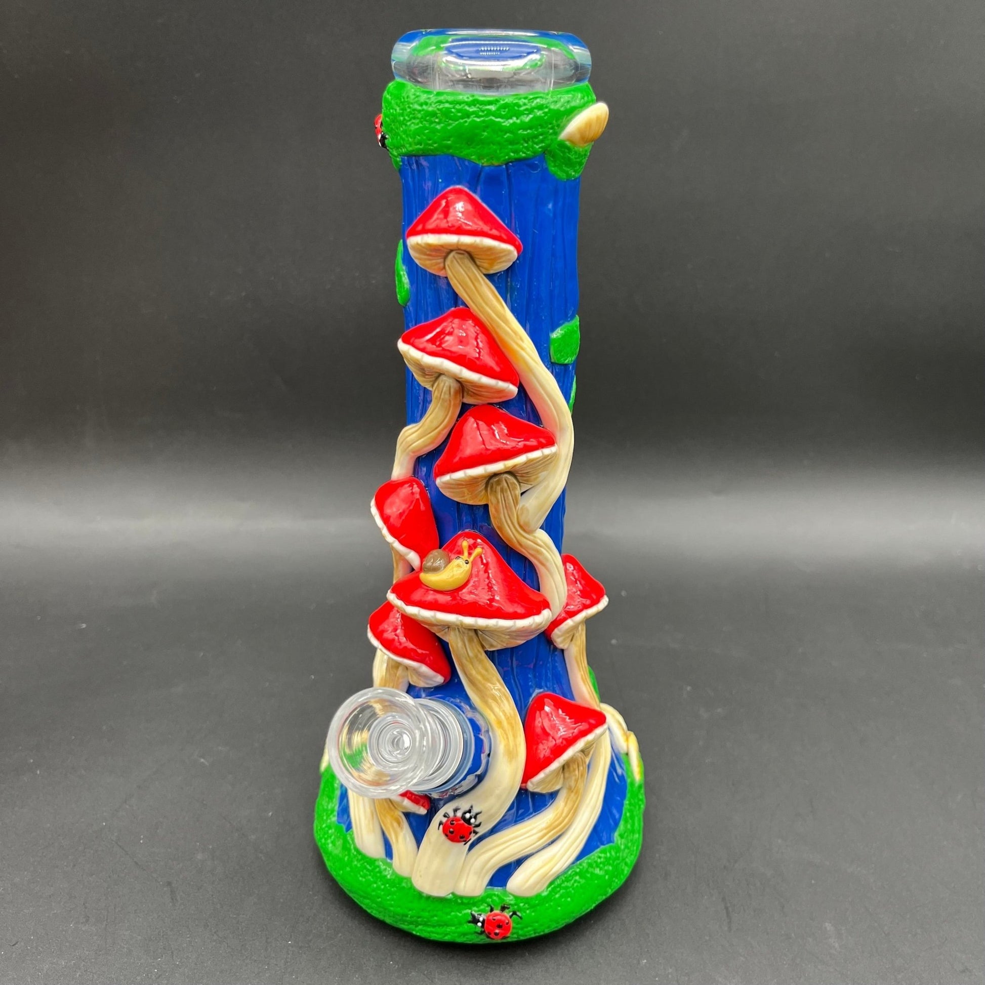 10.5" Mushrooms and Critters 3D Beaker Bong - Meech Madness Smoke Shop