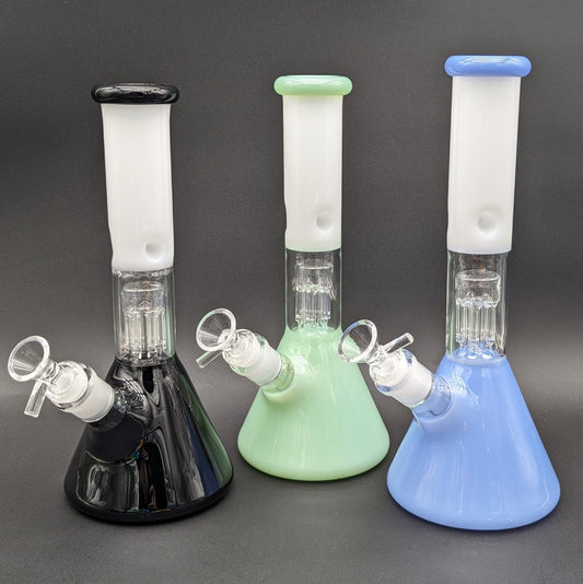 11" Milky Color Beaker w/ Tree Perc - Meech Madness Smoke Shop