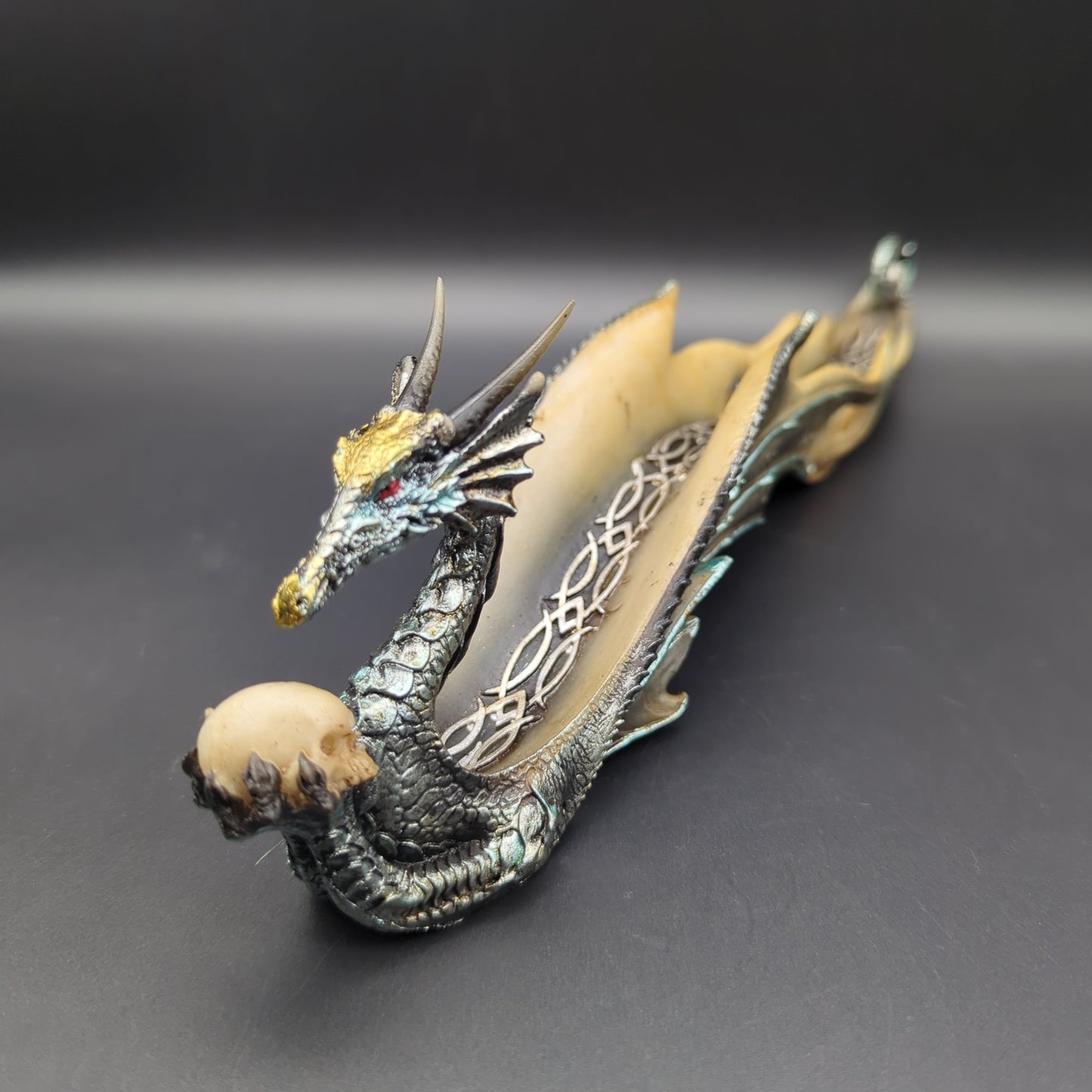 12" Dragon Holding Skull Incense Burner - Avernic Smoke Shop