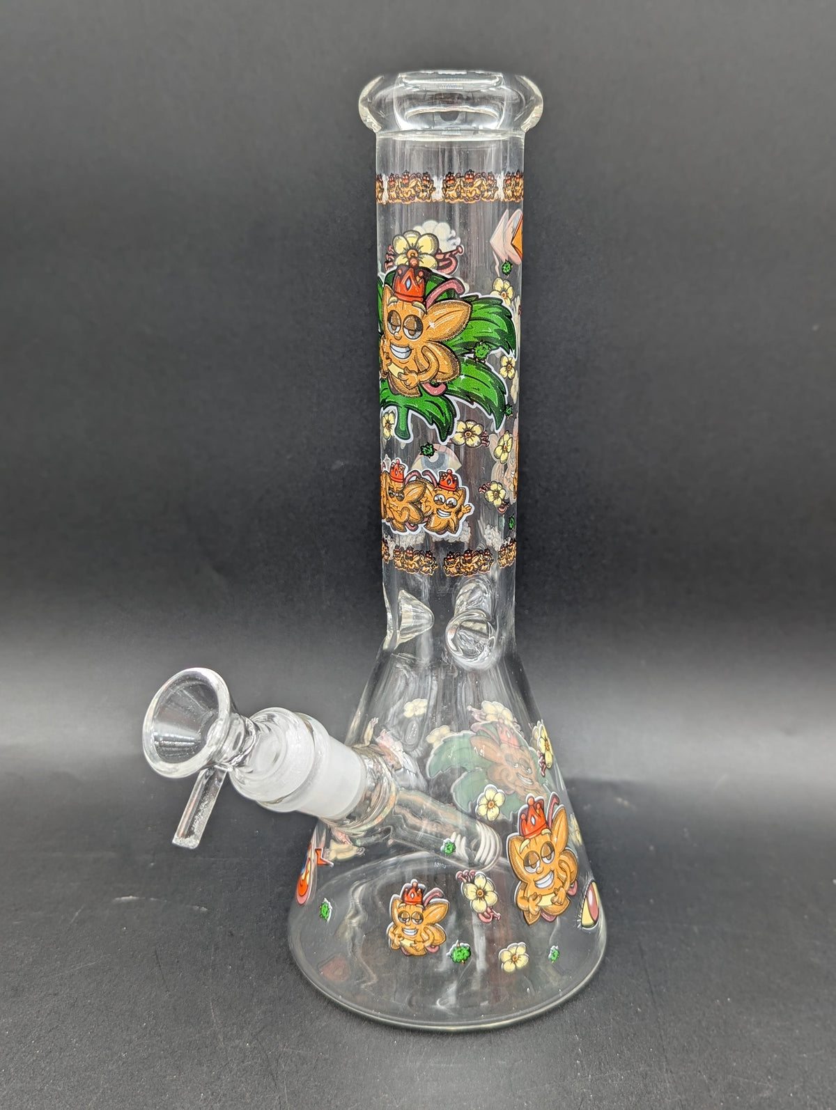12" Floral Leaves Decal Beaker Bong-Avernic Smoke Shop