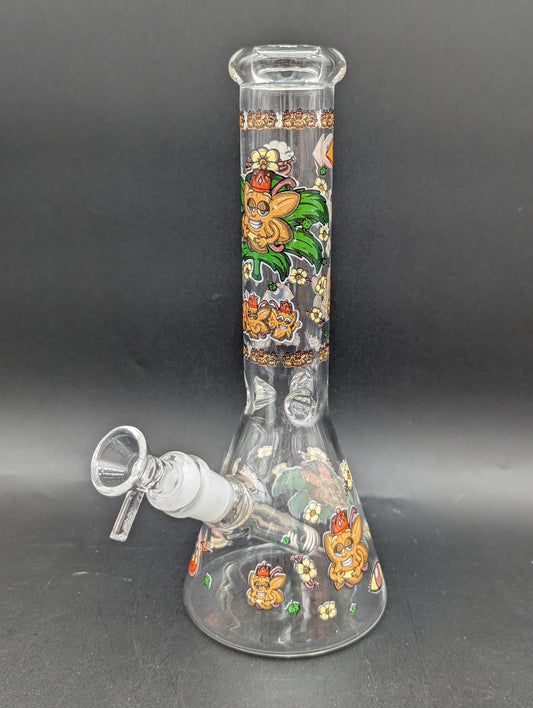 12" Floral Leaves Decal Beaker Bong-Avernic Smoke Shop