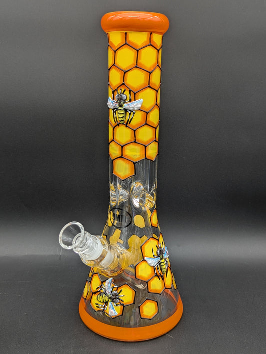 13" Honeycomb Bee 9mm Beaker Bong-Avernic Smoke Shop