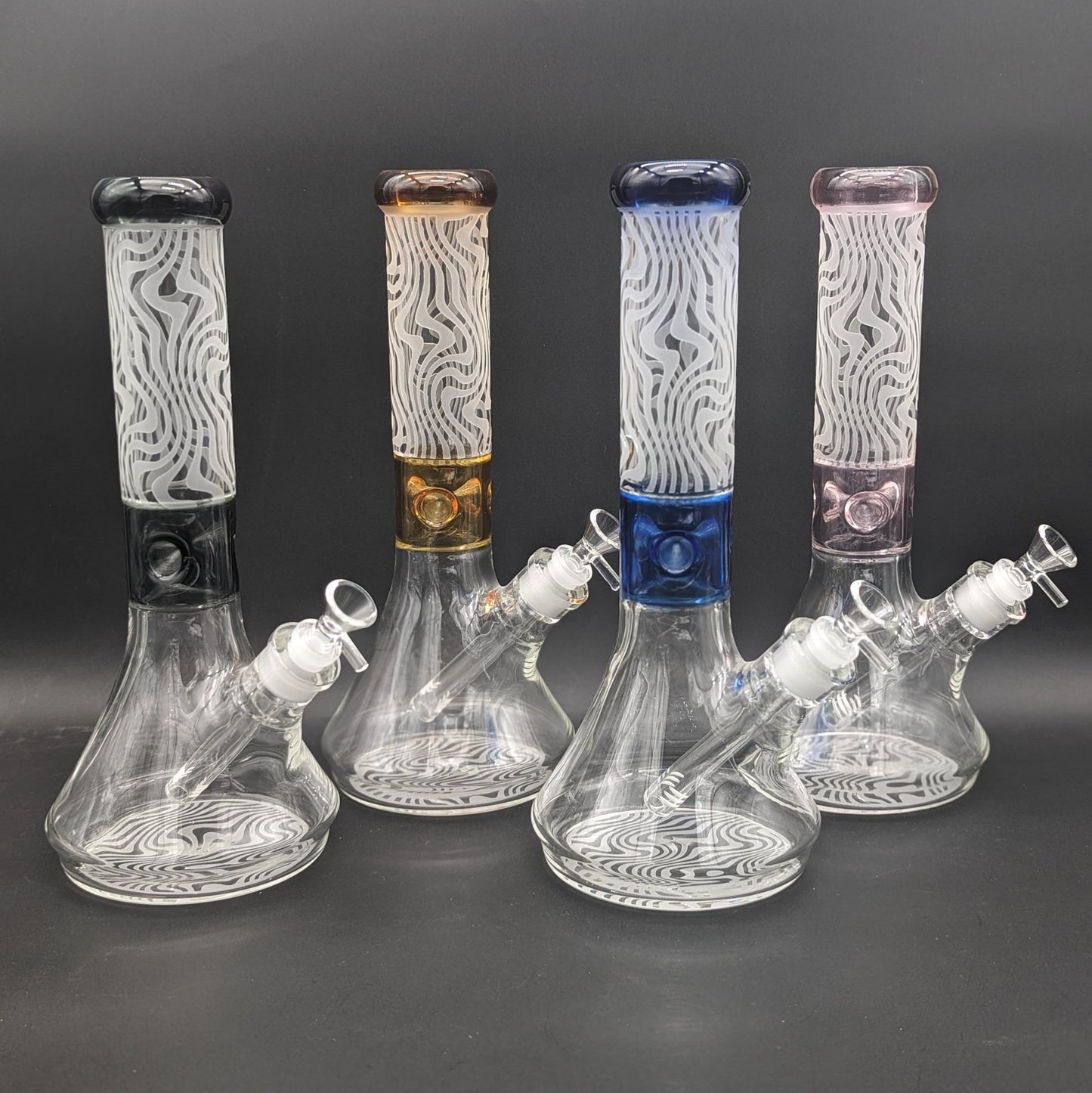 13" Wavy Sandblasted Color Accent Beaker - Meech Madness Smoke Shop