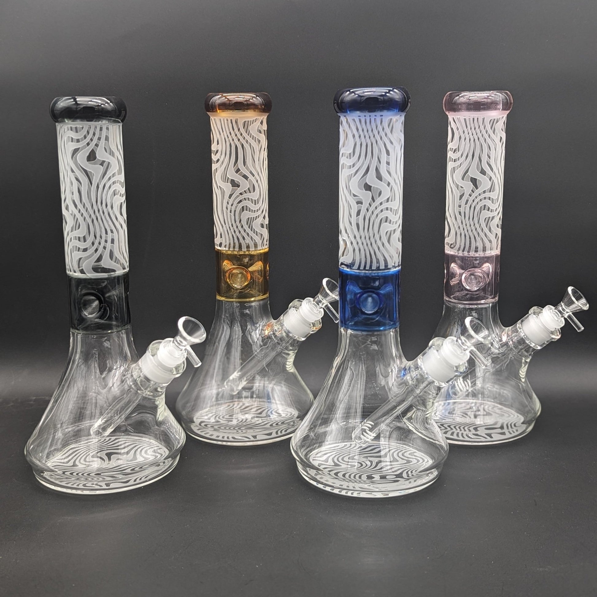 13" Wavy Sandblasted Color Accent Beaker - Meech Madness Smoke Shop