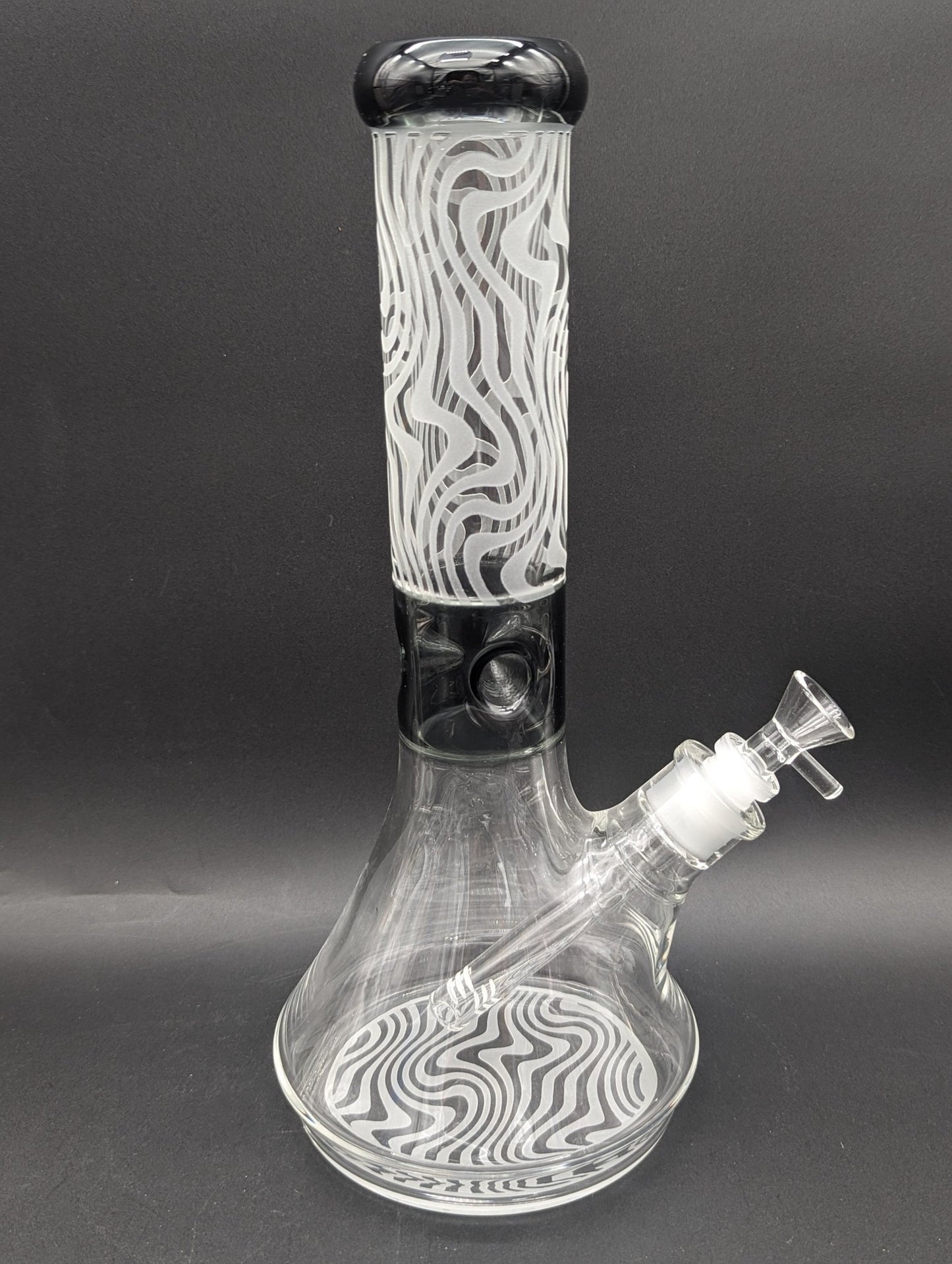 13" Wavy Sandblasted Color Accent Beaker - Meech Madness Smoke Shop