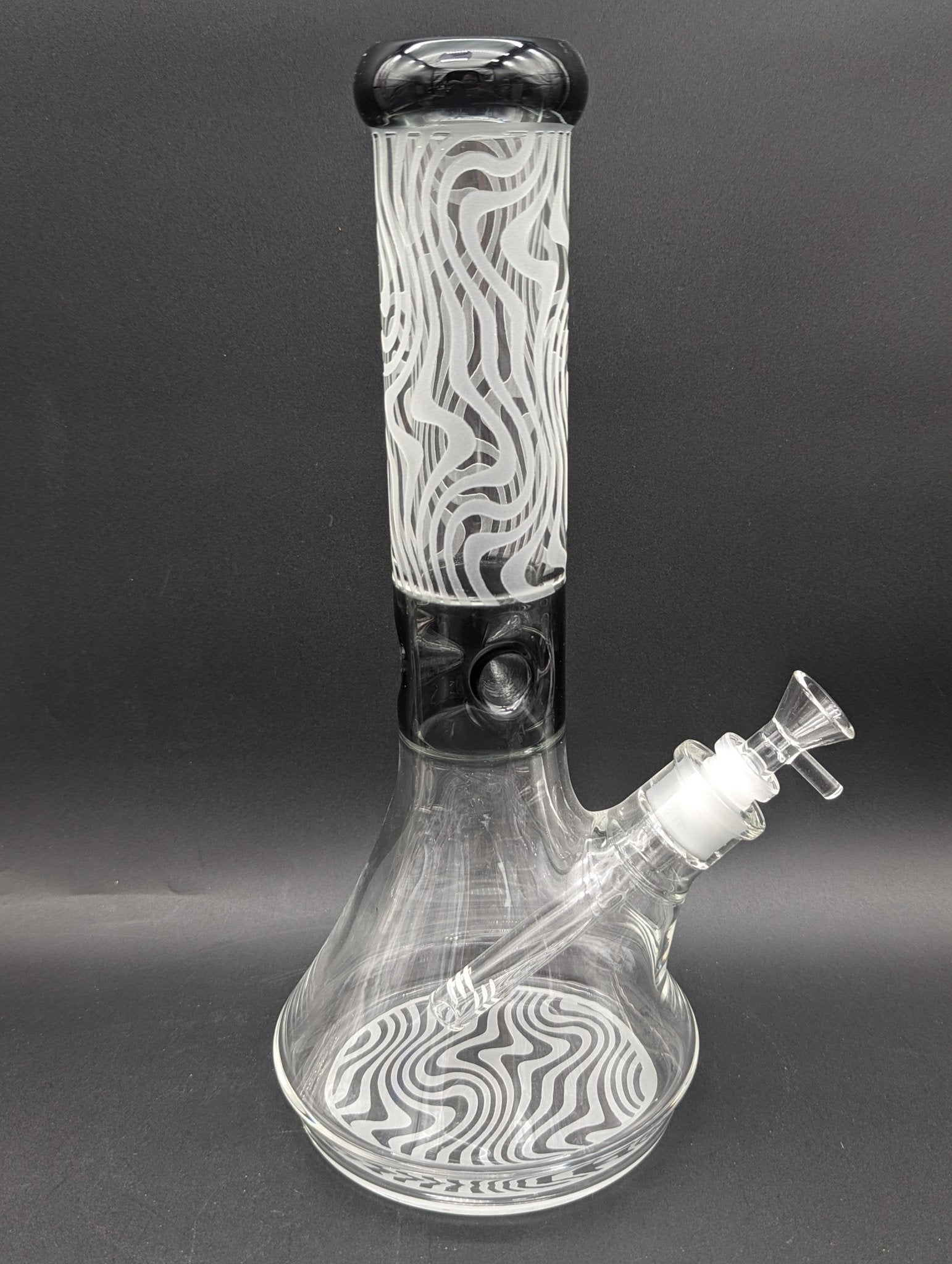 13" Wavy Sandblasted Color Accent Beaker - Meech Madness Smoke Shop