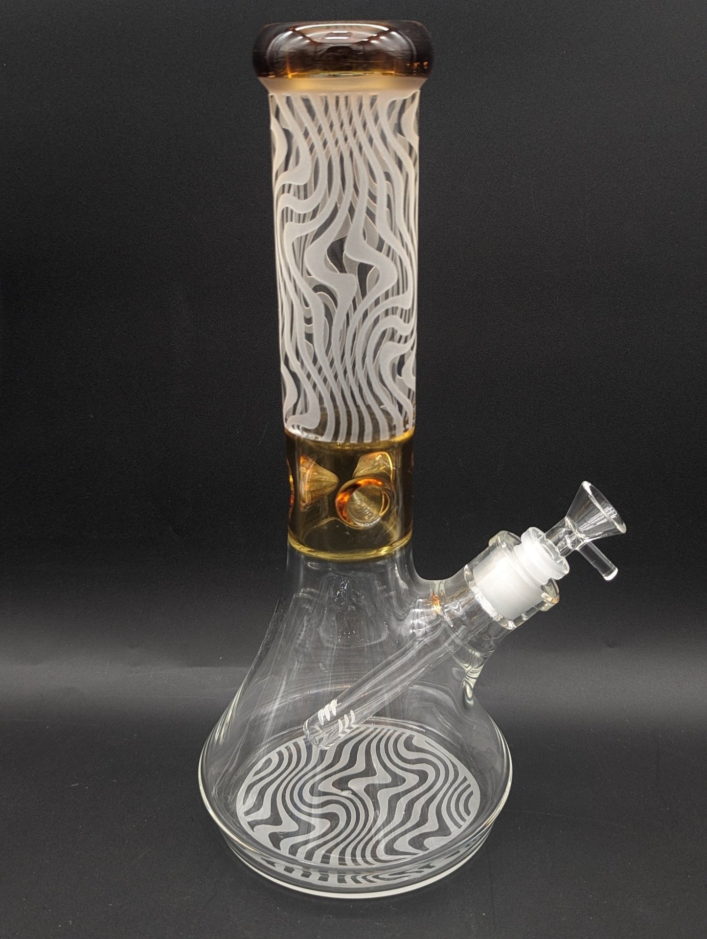 13" Wavy Sandblasted Color Accent Beaker - Meech Madness Smoke Shop