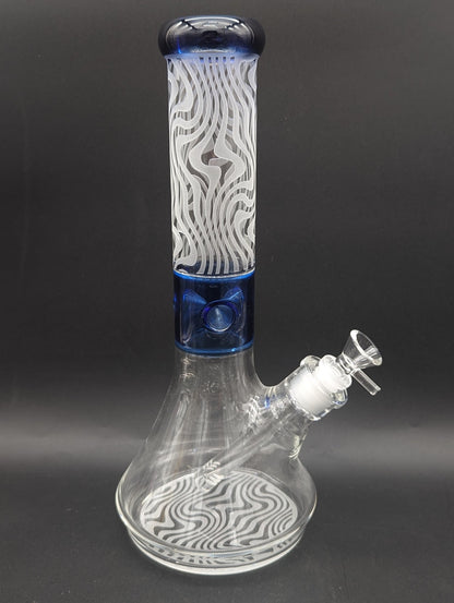 13" Wavy Sandblasted Color Accent Beaker - Meech Madness Smoke Shop