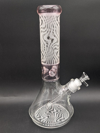 13" Wavy Sandblasted Color Accent Beaker - Meech Madness Smoke Shop