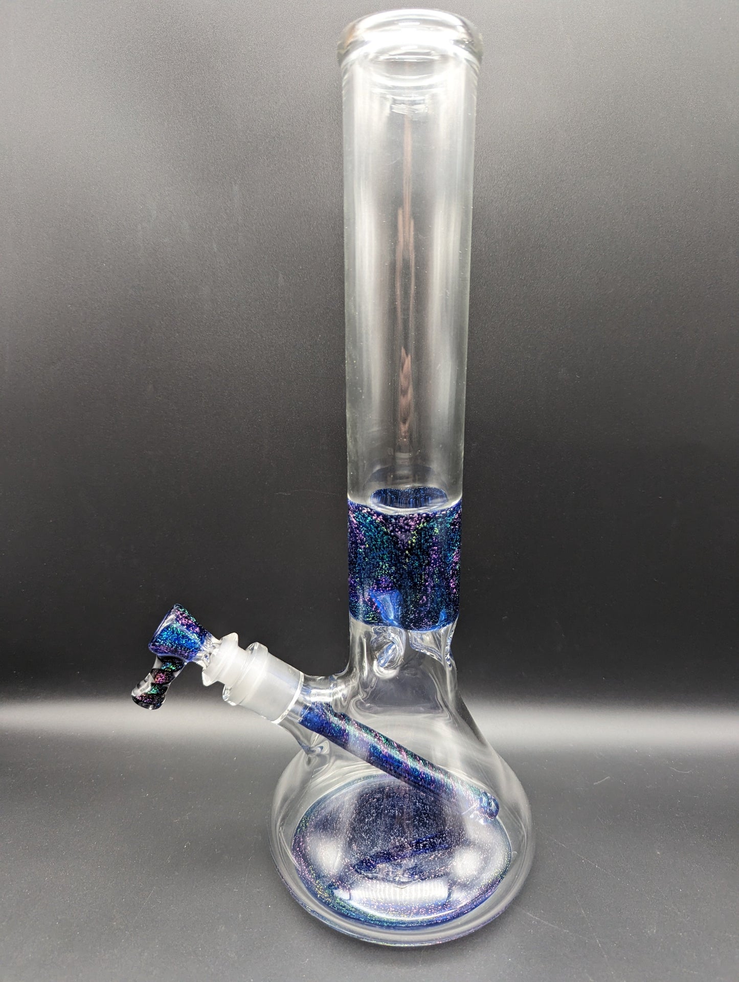 14" Blue Dichro Beaker - By Texas Hot Glass - Avernic Smoke Shop