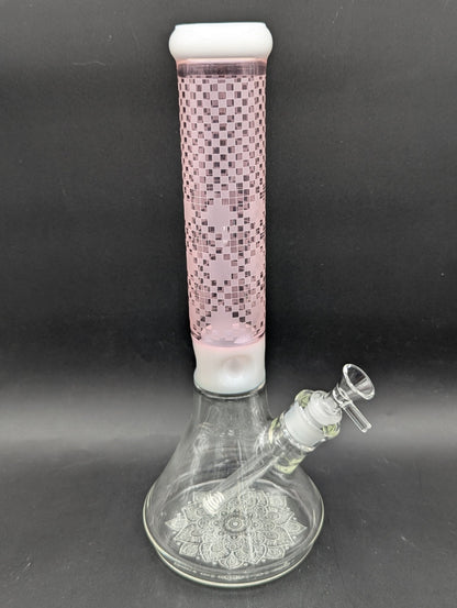 14" Checkered Mandala Beaker Bong - Meech Madness Smoke Shop