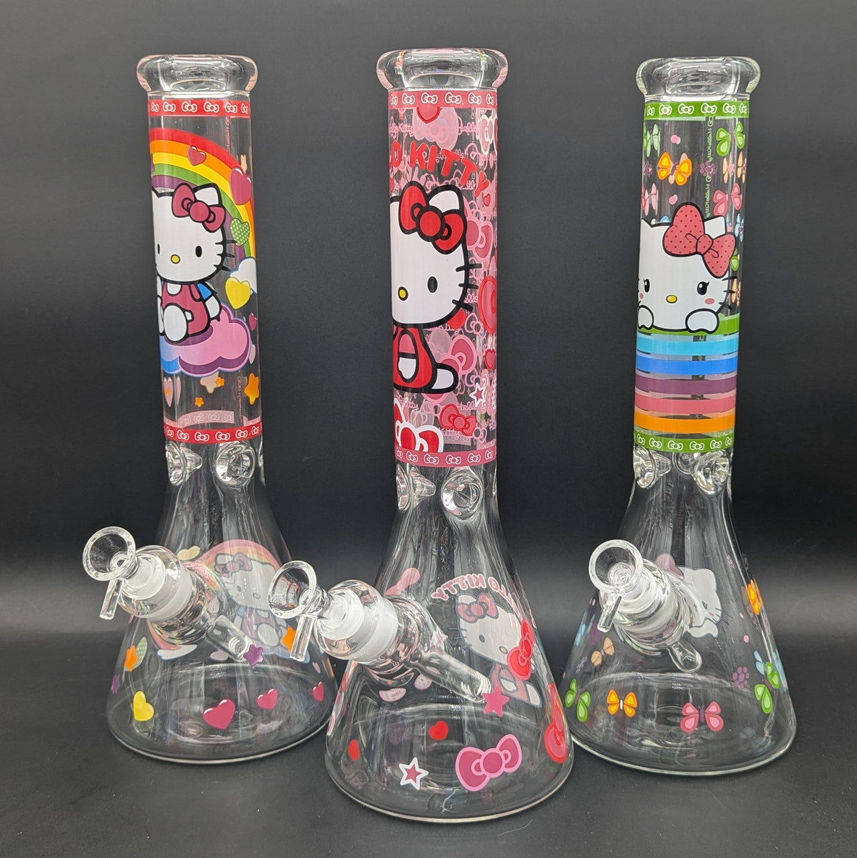 14" Colorful Kitty Graphic Beaker Bongs-Avernic Smoke Shop