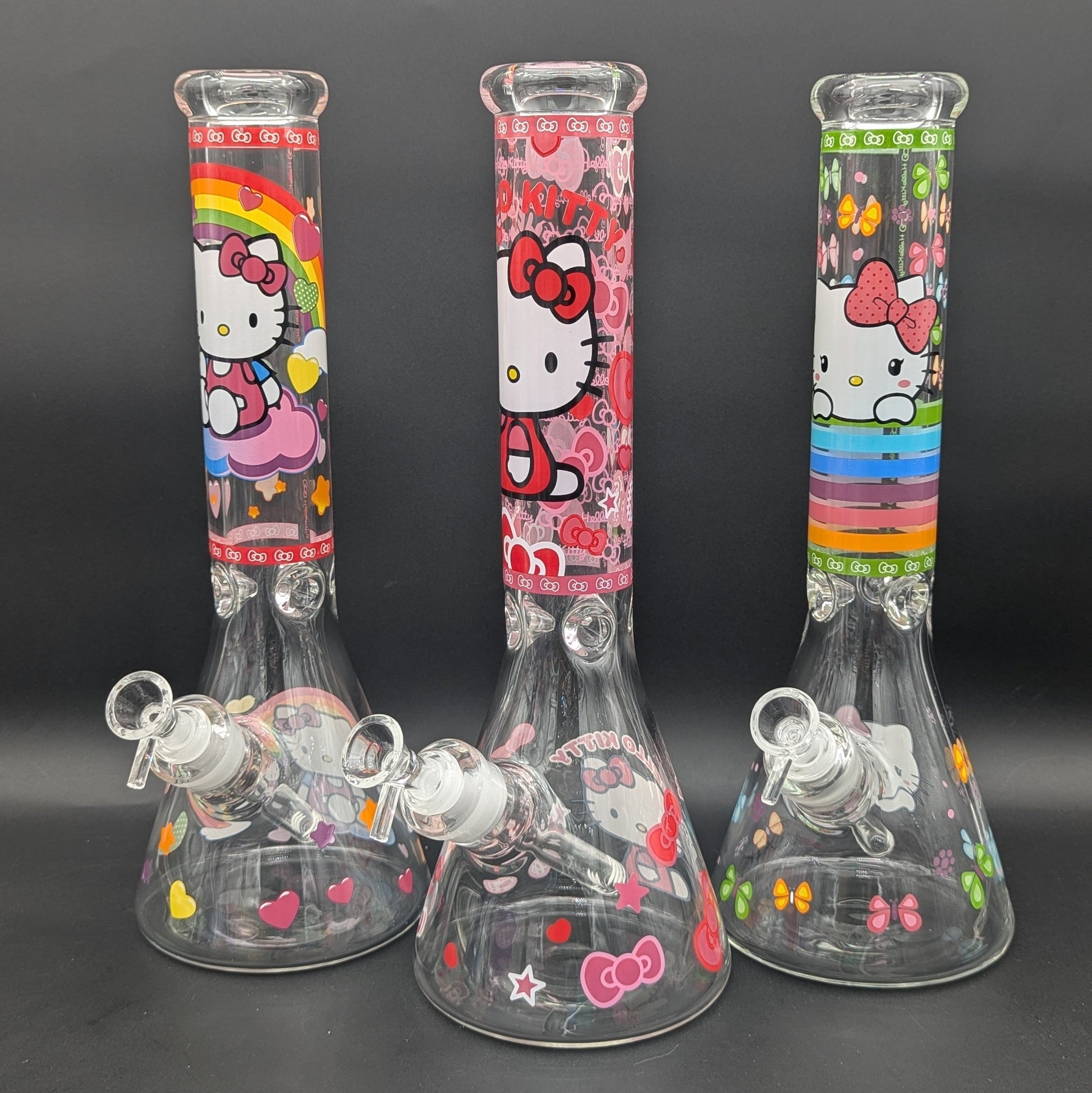 14" Colorful Kitty Graphic Beaker Bongs-Avernic Smoke Shop