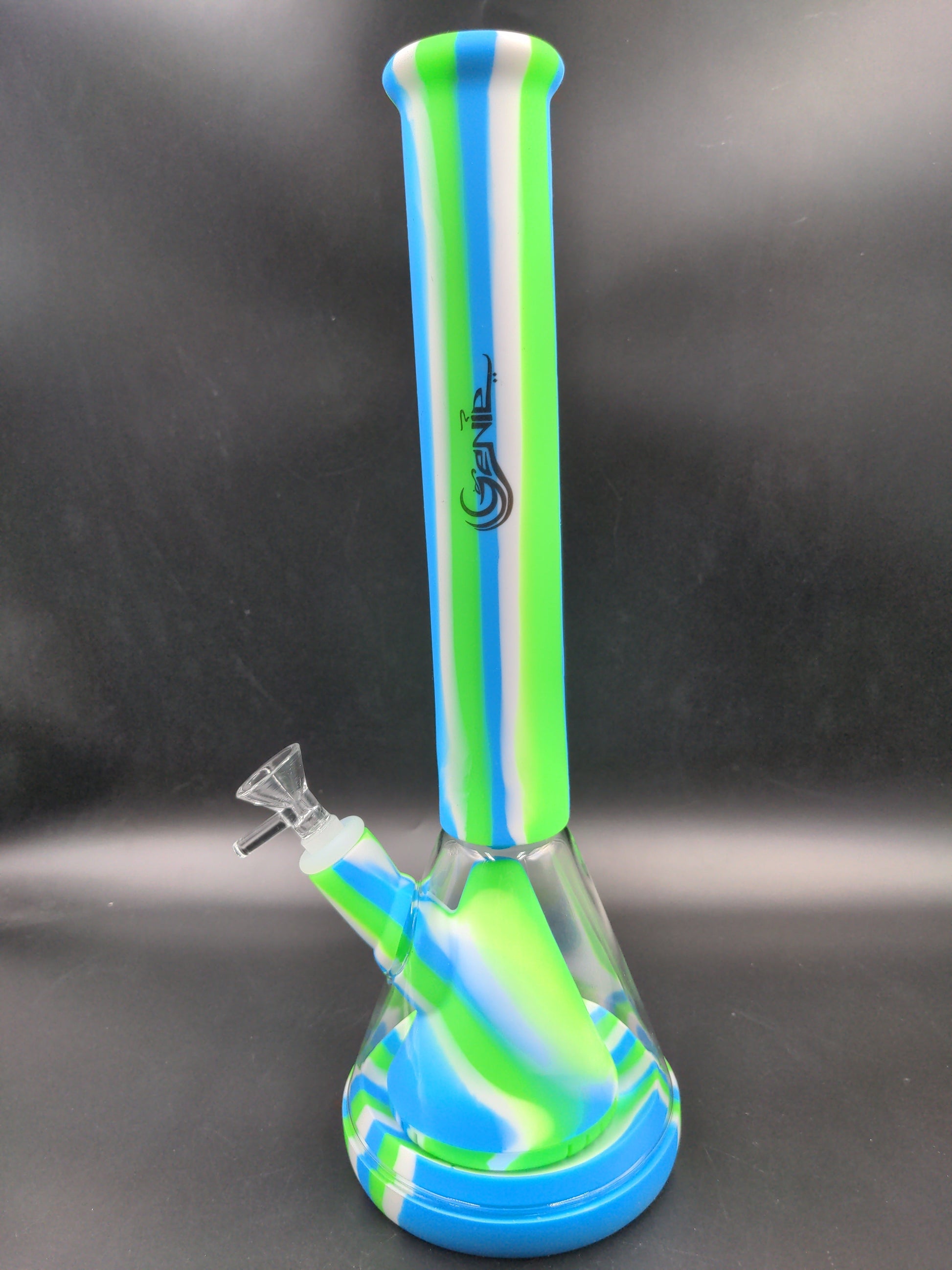 14" Genie Striped Silicone Pyramid Beaker Bong - Avernic Smoke Shop