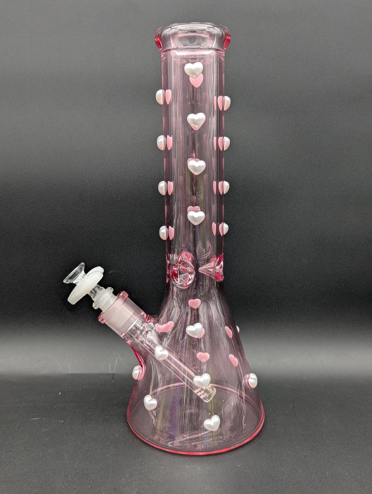 14" Pink Pearl Heart Beaker Bong-Avernic Smoke Shop