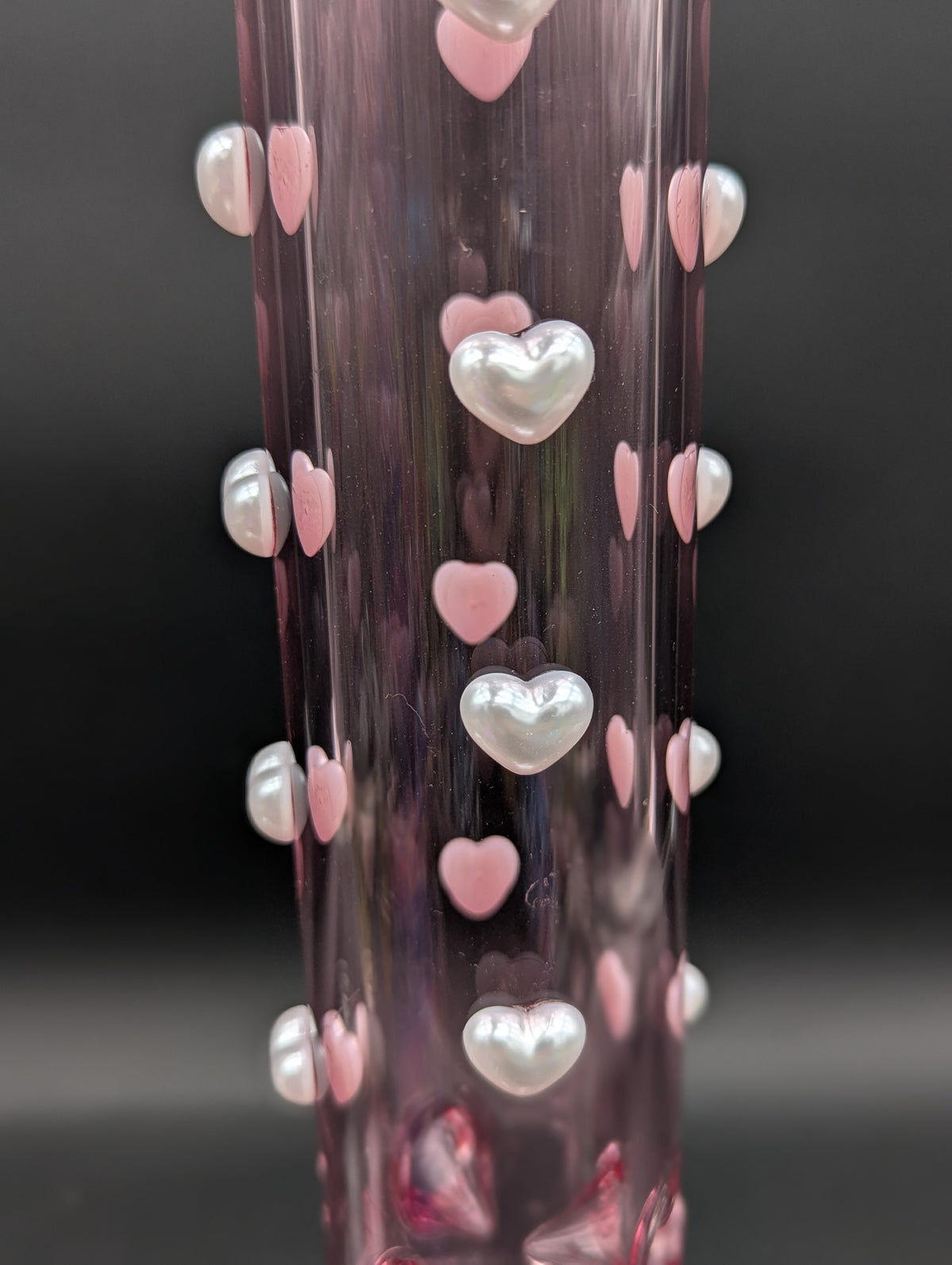 14" Pink Pearl Heart Beaker Bong-Avernic Smoke Shop
