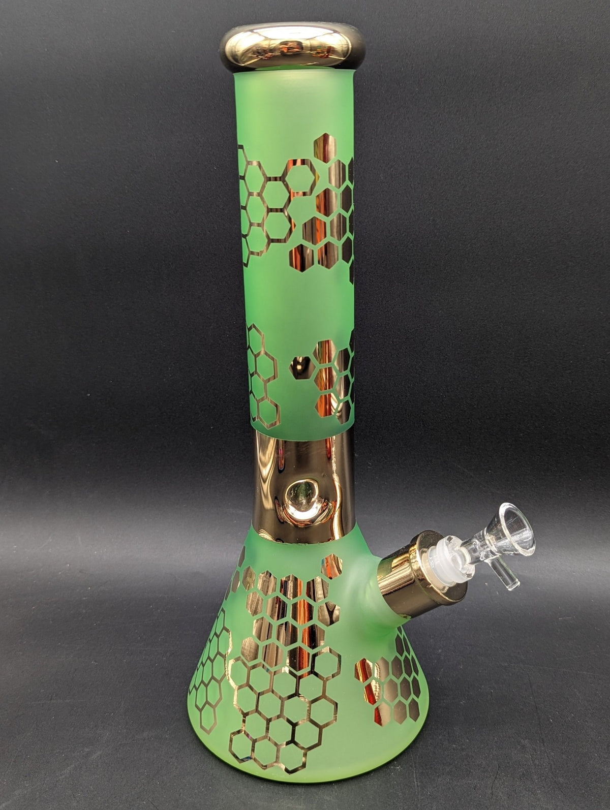14" Rainbow Sandblasted Beaker w/ Honeycomb Pattern - Meech Madness Smoke Shop