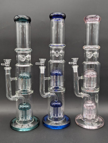 16" Straight Tube w/ Dual 11 Arm Percs - Meech Madness Smoke Shop