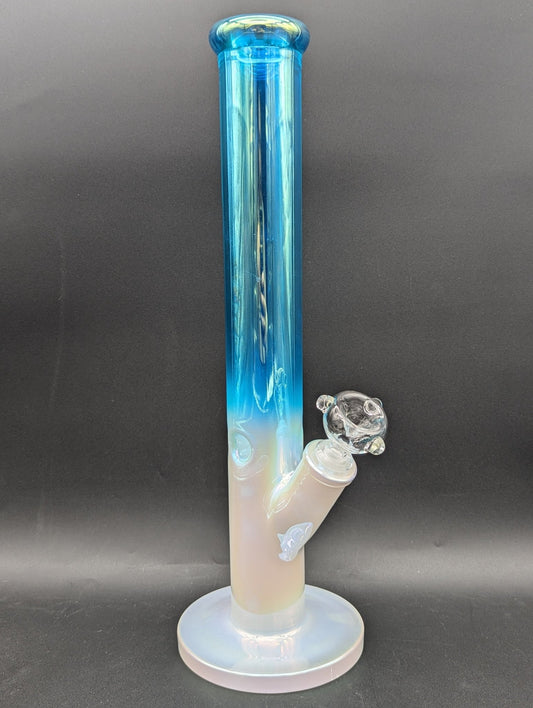 16" Two Tone Holographic Straight Bong 9mm - Meech Madness Smoke Shop