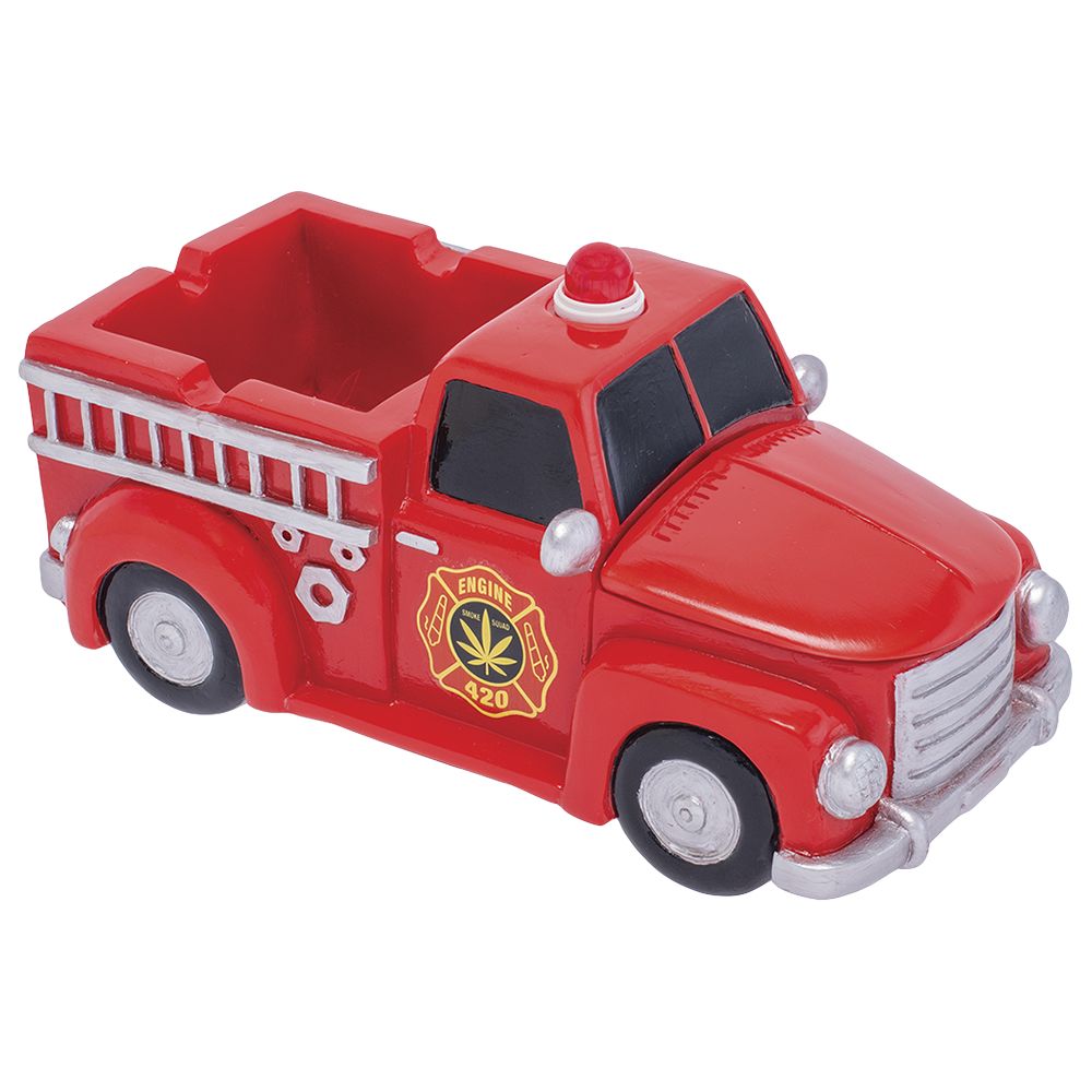 Fujima Red 420 Firetruck Polyresin Ashtray - 9"x 4.9"