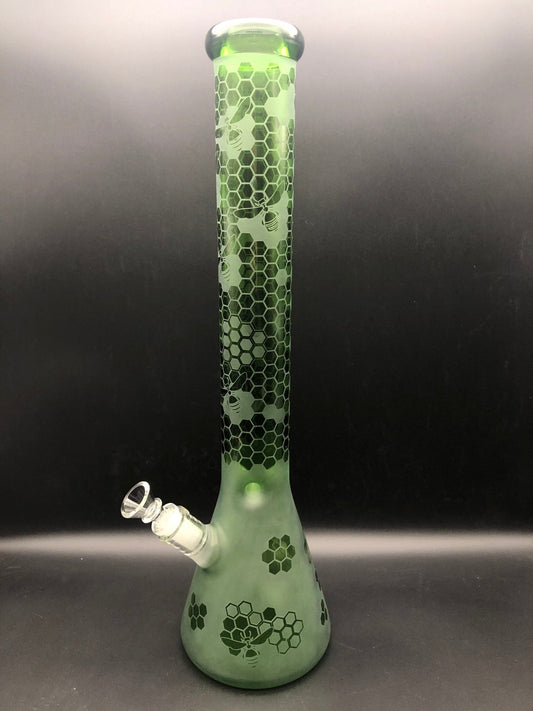 18" Sandblasted Honeycomb Beaker - Meech Madness Smoke Shop