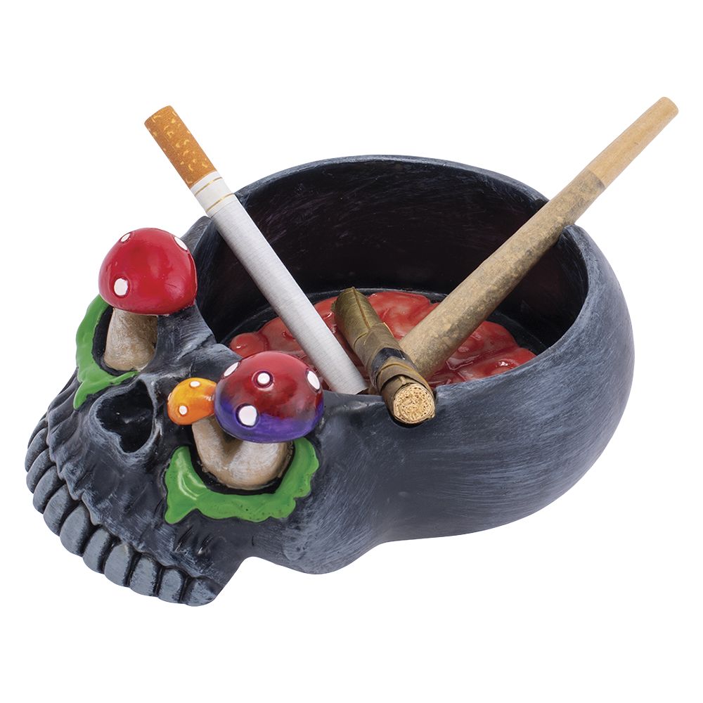 Skull Brain & Mushroom Eyes Ashtray - 5.75" x 4.2""