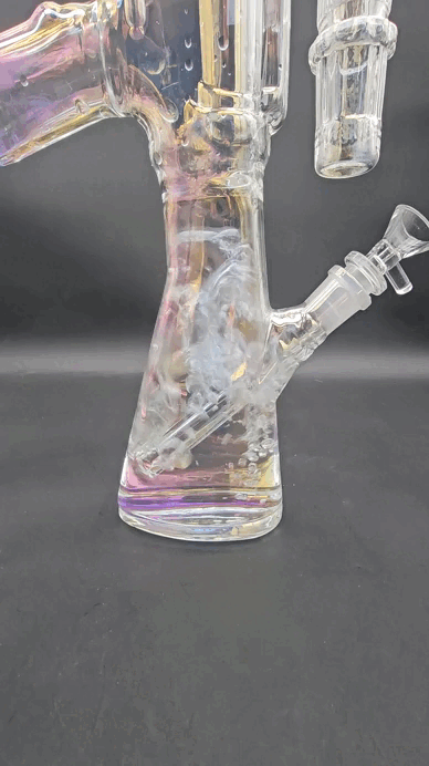 Electroplated AR-15 Glass Bong w/ Wood Stand