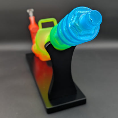 23" Rainbow Frosted Gatling Gun Bong w/ Wood Stand-Avernic Smoke Shop