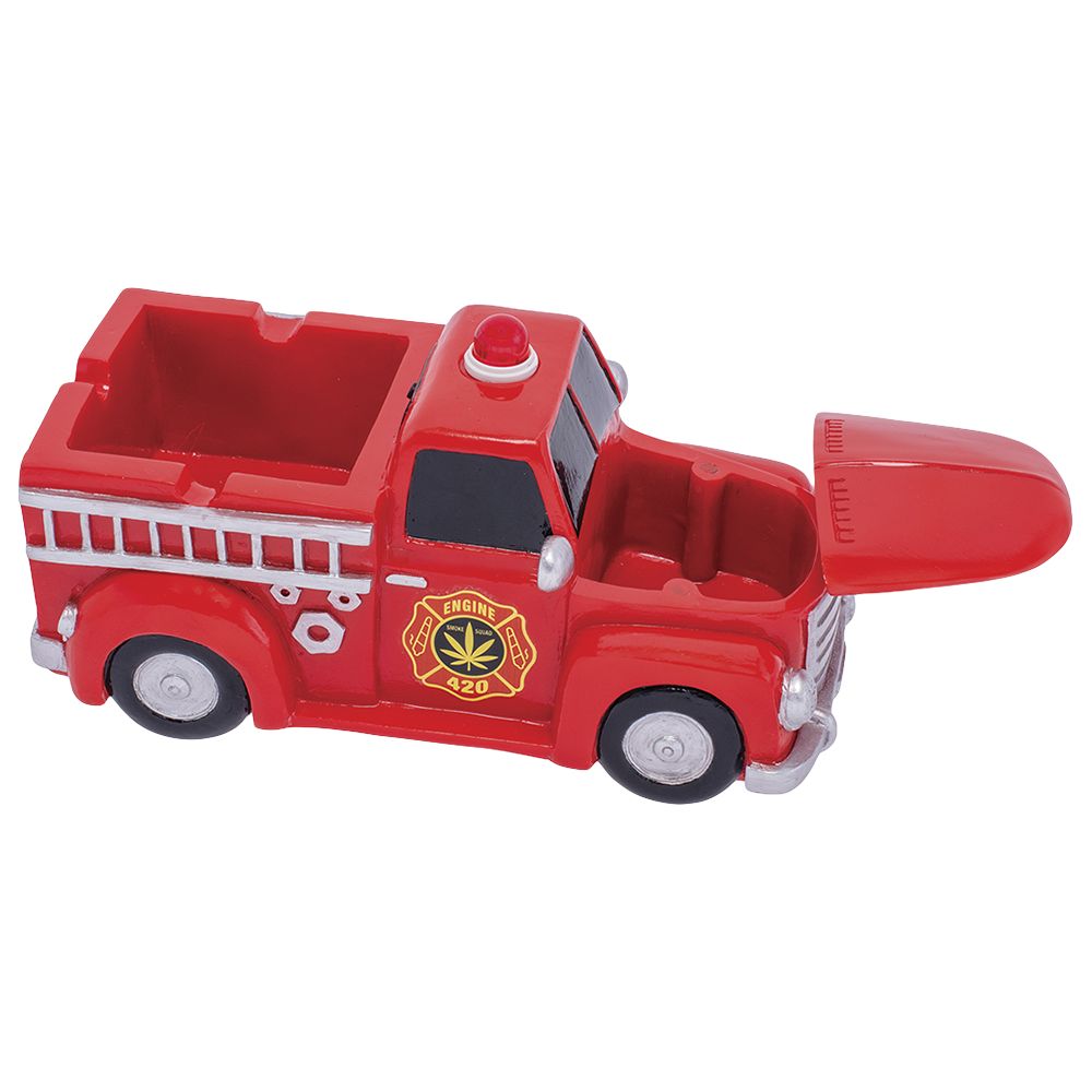 Fujima Red 420 Firetruck Polyresin Ashtray - 9"x 4.9"