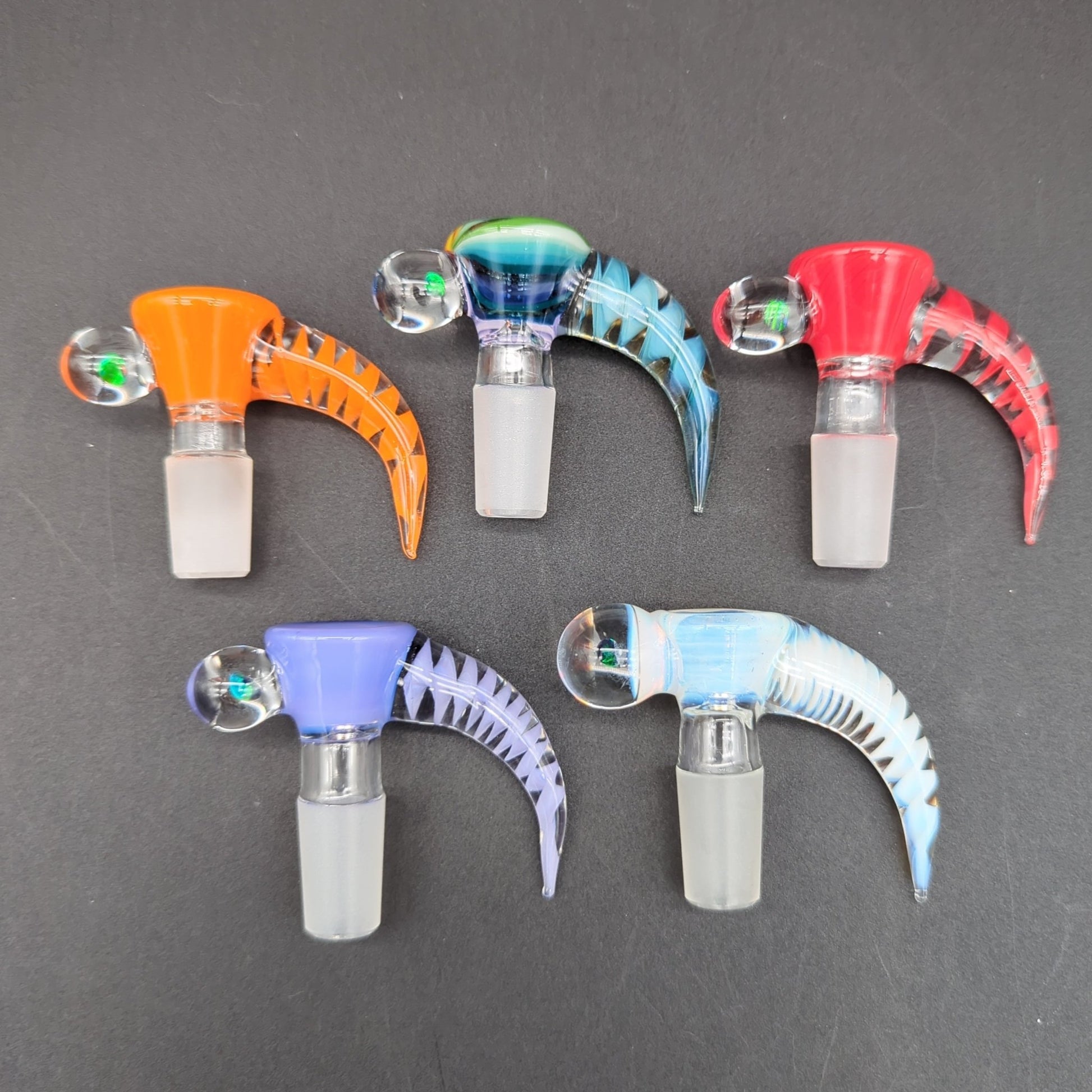 2K Glass 14mm Single Hole Slides w/ Black Opal - Meech Madness Smoke Shop