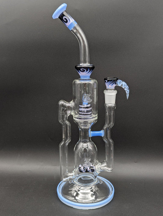 2K Glass 16" Dual Perc Capcycler 1 - Purple/Black - Meech Madness Smoke Shop