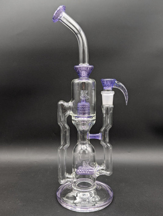 2K Glass 16" Dual Perc Capcycler 3 - Dark Purple - Meech Madness Smoke Shop