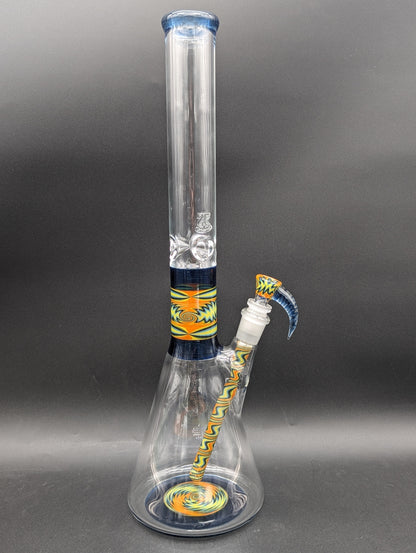 2K Glass 17" Blue Wig Wag Beaker Bong