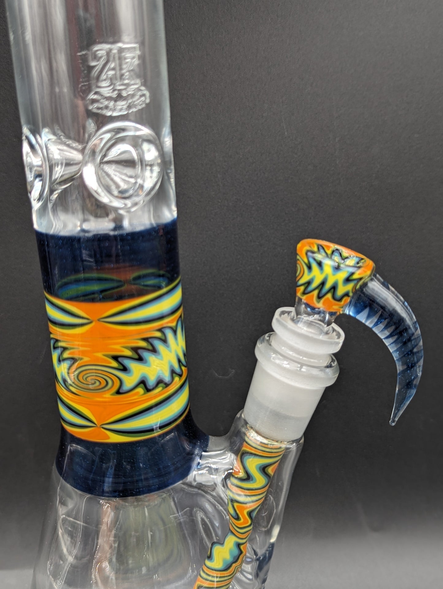 2K Glass 17" Blue Wig Wag Beaker Bong