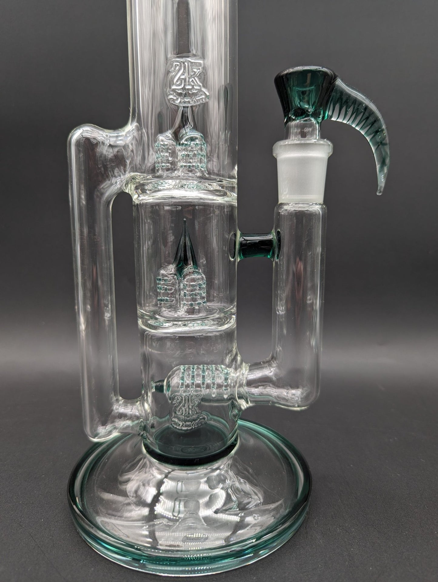 2K Glass 18" Bent Neck Treecycler Bong - Meech Madness Smoke Shop