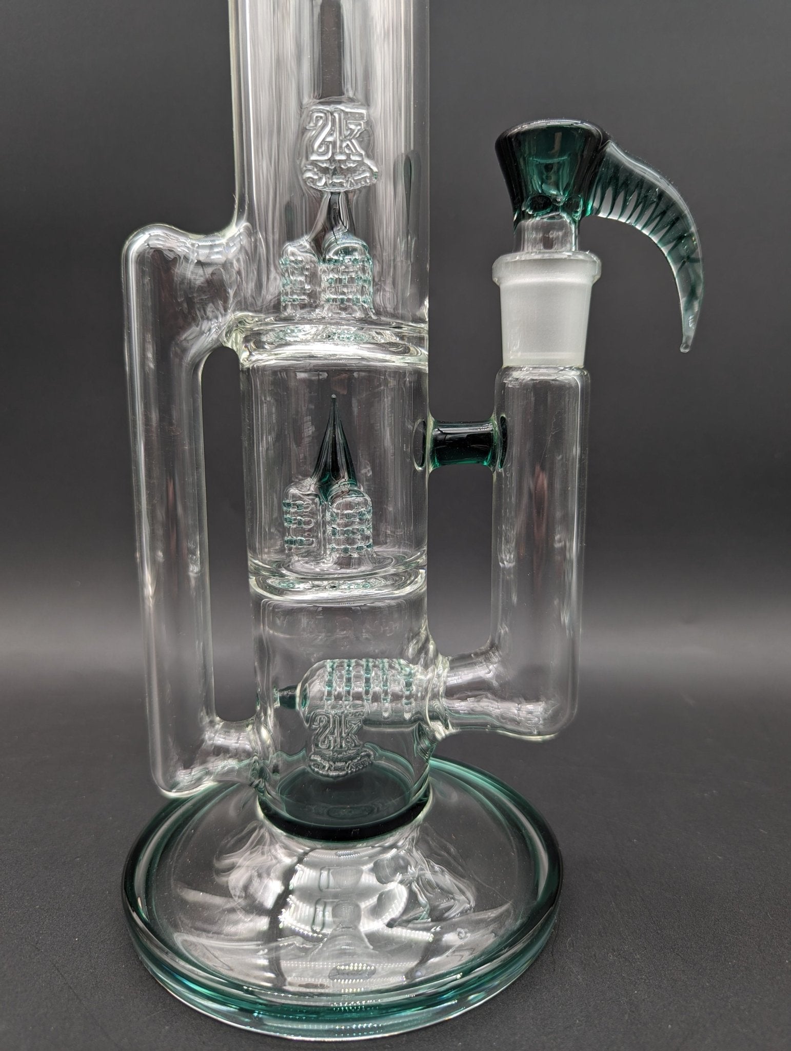 2K Glass 18" Bent Neck Treecycler Bong - Meech Madness Smoke Shop