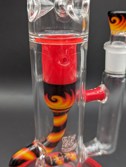 2K Glass Art Lava Wig Wag Incycler Tube 18"