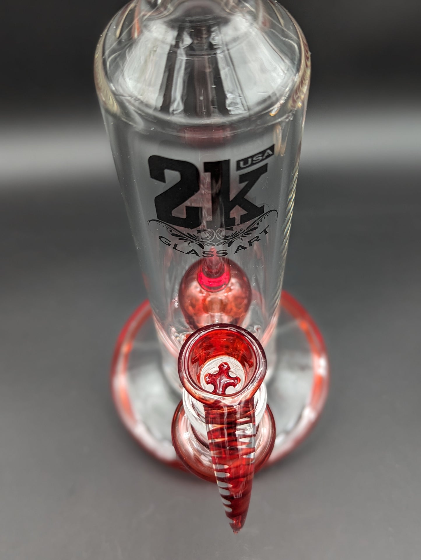 2K Glass Art Red 8 Arm Perc 14" Bong - Avernic Smoke Shop