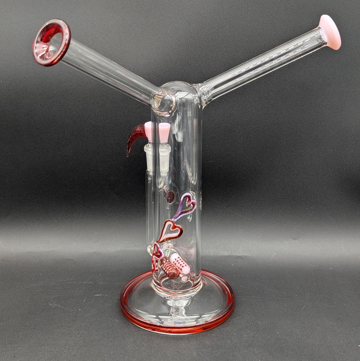 2K Glass Dual Color Dual Mouth Heart Bong-Meech Madness Smoke Shop