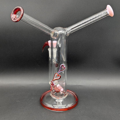 2K Glass Dual Color Dual Mouth Heart Bong-Meech Madness Smoke Shop