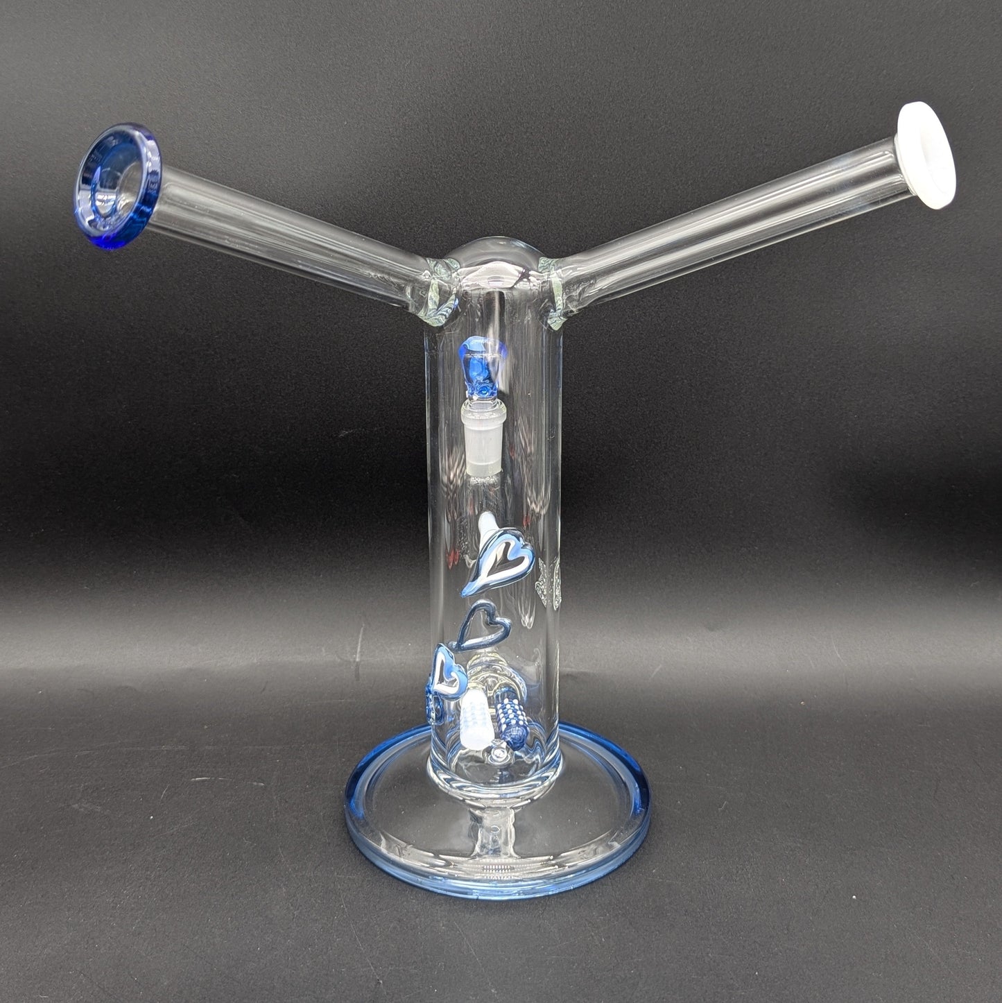2K Glass Dual Color Dual Mouth Heart Bong-Meech Madness Smoke Shop