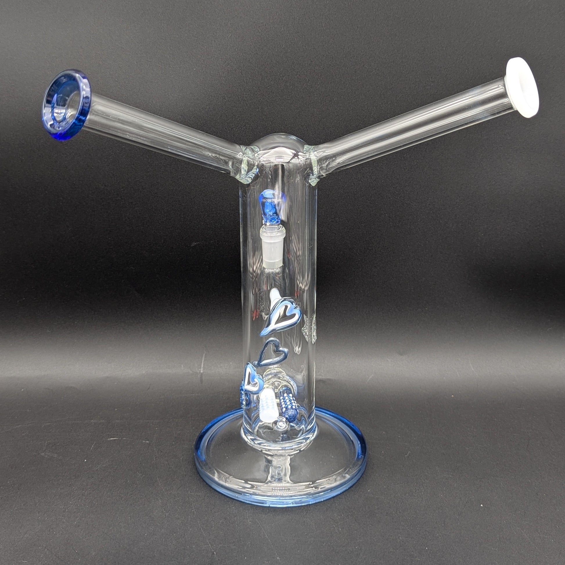 2K Glass Dual Color Dual Mouth Heart Bong-Meech Madness Smoke Shop