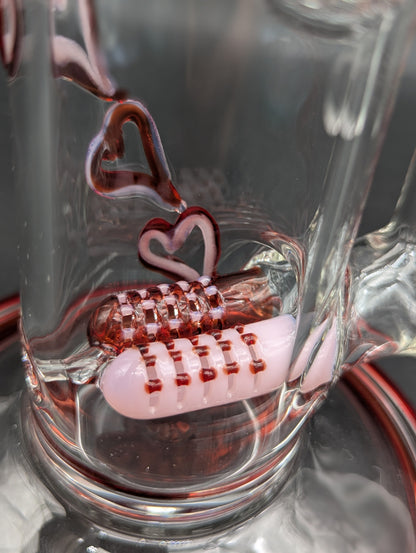 2K Glass Dual Color Dual Mouth Heart Bong-Meech Madness Smoke Shop