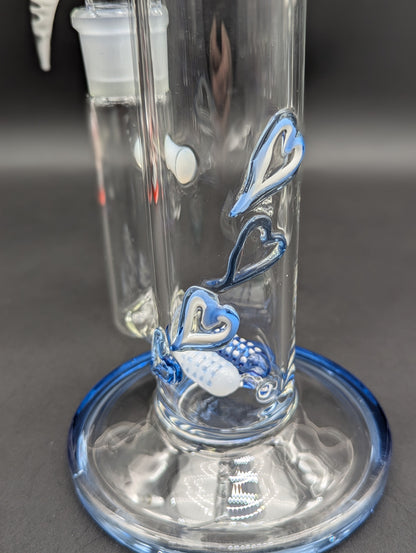 2K Glass Dual Color Dual Mouth Heart Bong-Meech Madness Smoke Shop