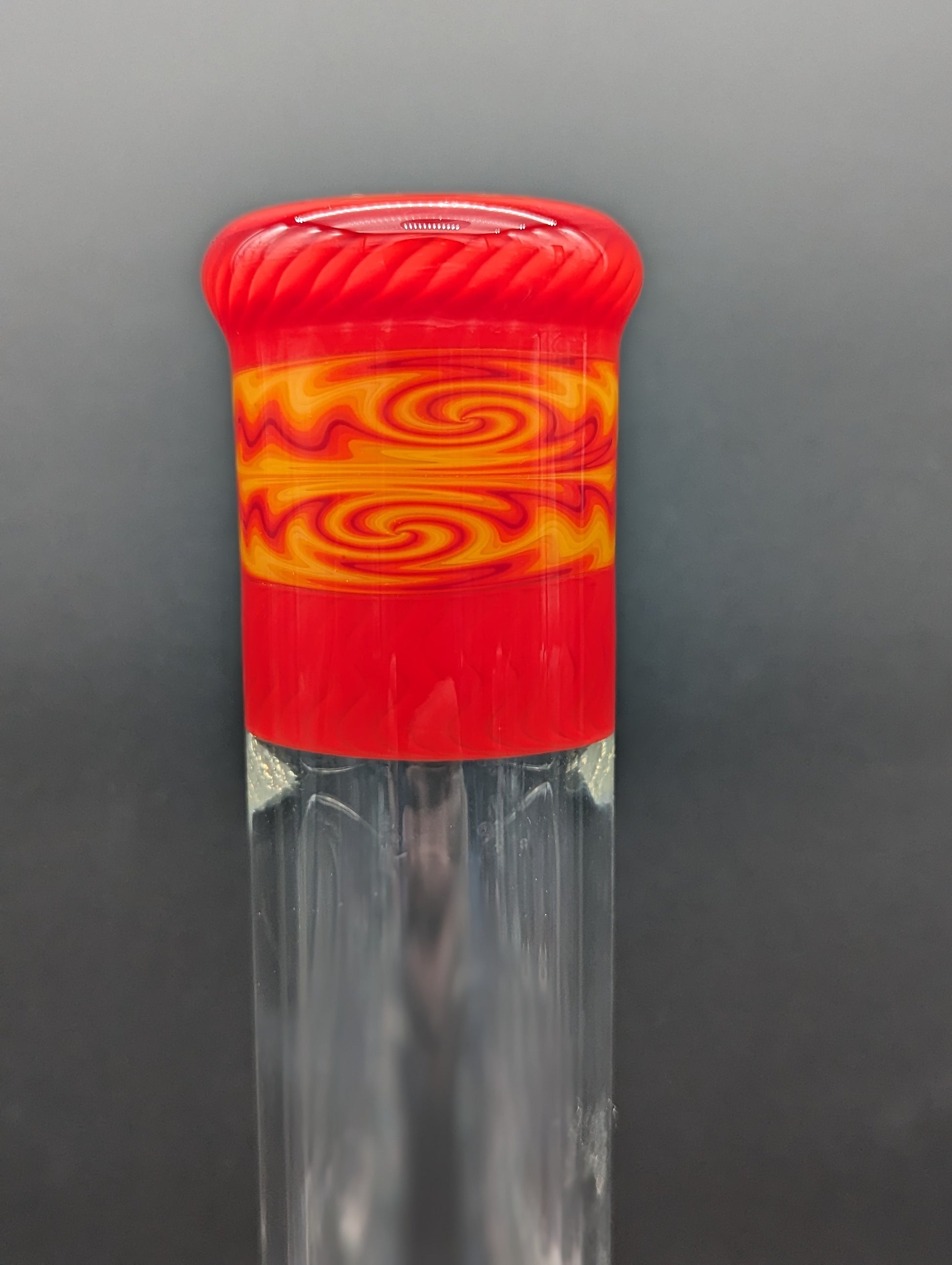2K Glass Dual Gridline to Inv3 Tube 15.5" - Worked Red/Yellow - Meech Madness Smoke Shop