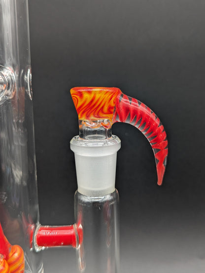2K Glass Dual Gridline to Inv3 Tube 15.5" - Worked Red/Yellow - Meech Madness Smoke Shop
