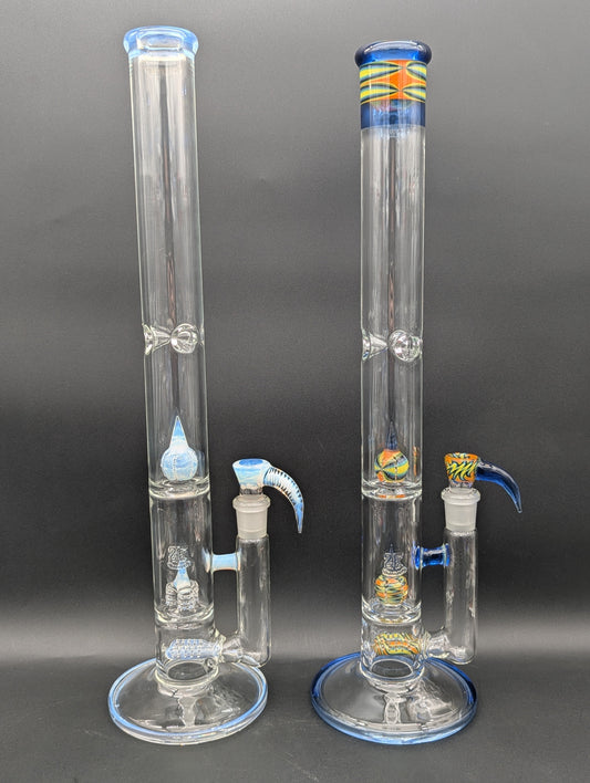 2K Glass - Triple Perc Tube - Purple Worked-Avernic Smoke Shop