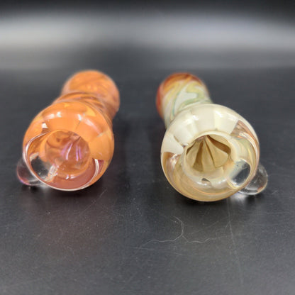 3.5" Thick Glass Silver/Gold Fumed Chillums - by LimboGlass - Meech Madness Smoke Shop