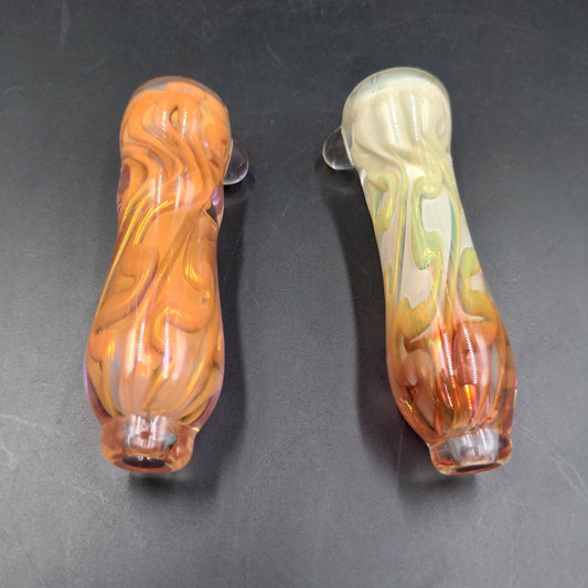 3.5" Thick Glass Silver/Gold Fumed Chillums - by LimboGlass - Meech Madness Smoke Shop