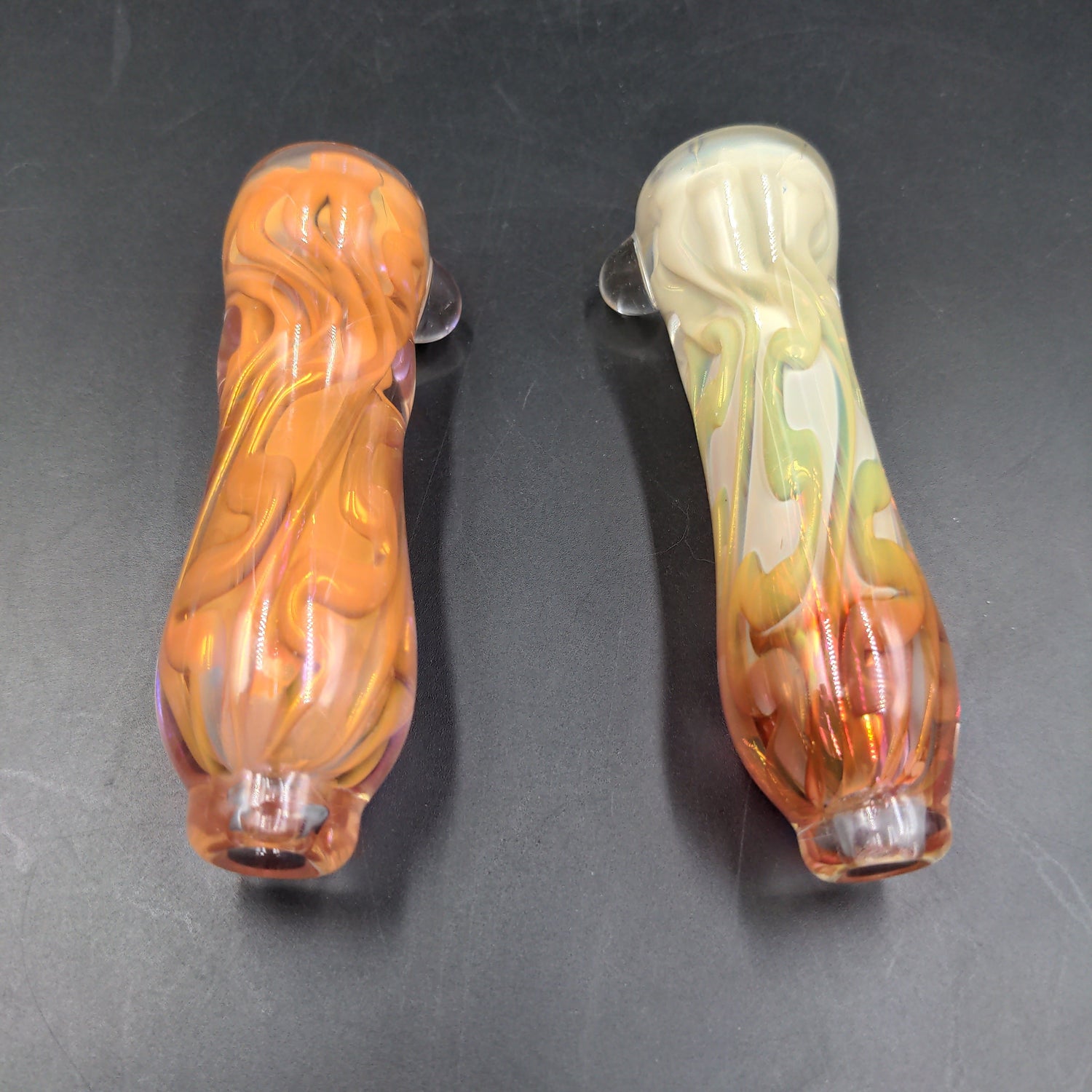 3.5" Thick Glass Silver/Gold Fumed Chillums - by LimboGlass-Avernic Smoke Shop